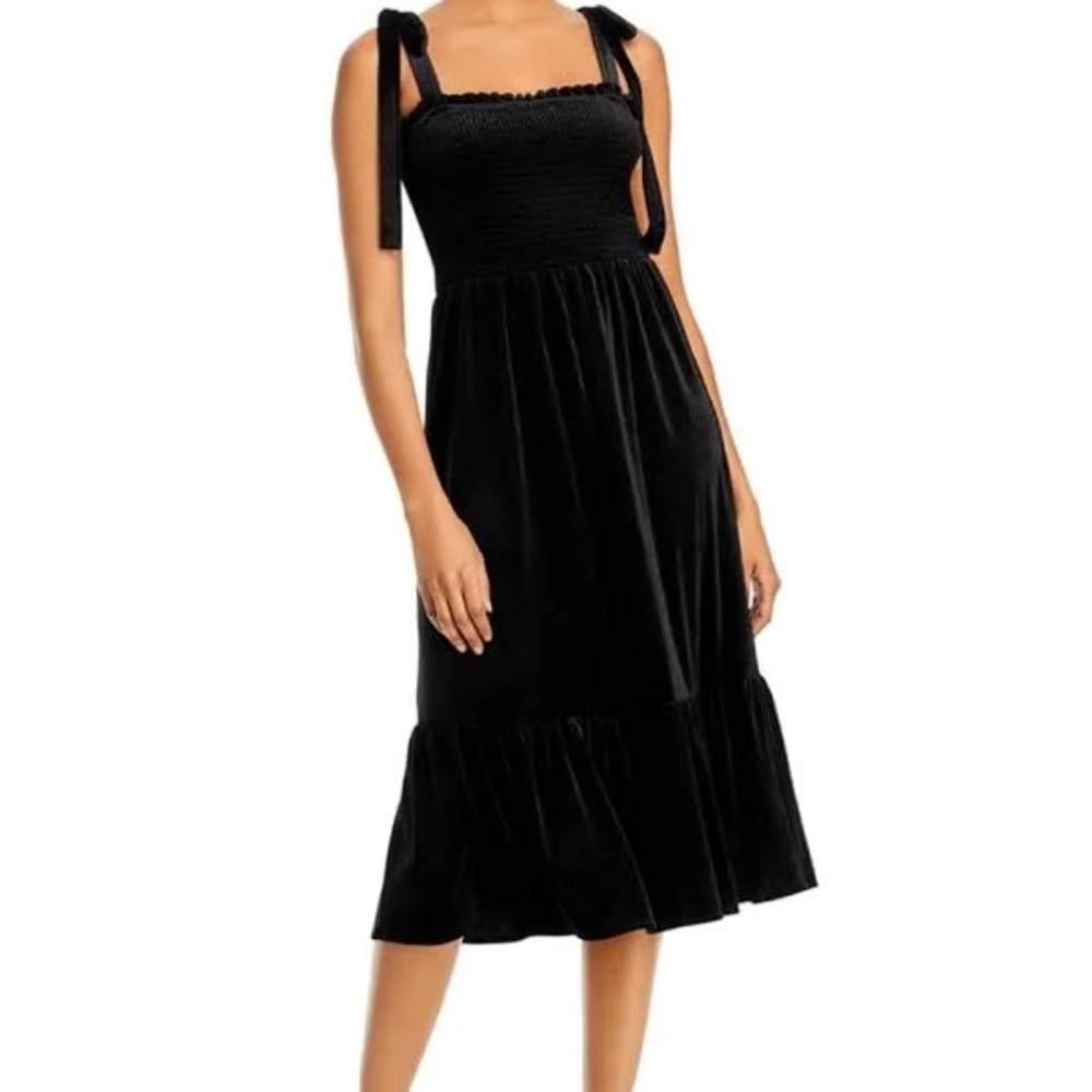 Lucy Paris Womens Tie Shoulder Calf Midi Dress